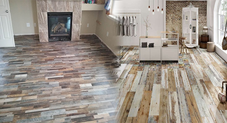 Rustic Plank-Style Ceramic Tile for Floors